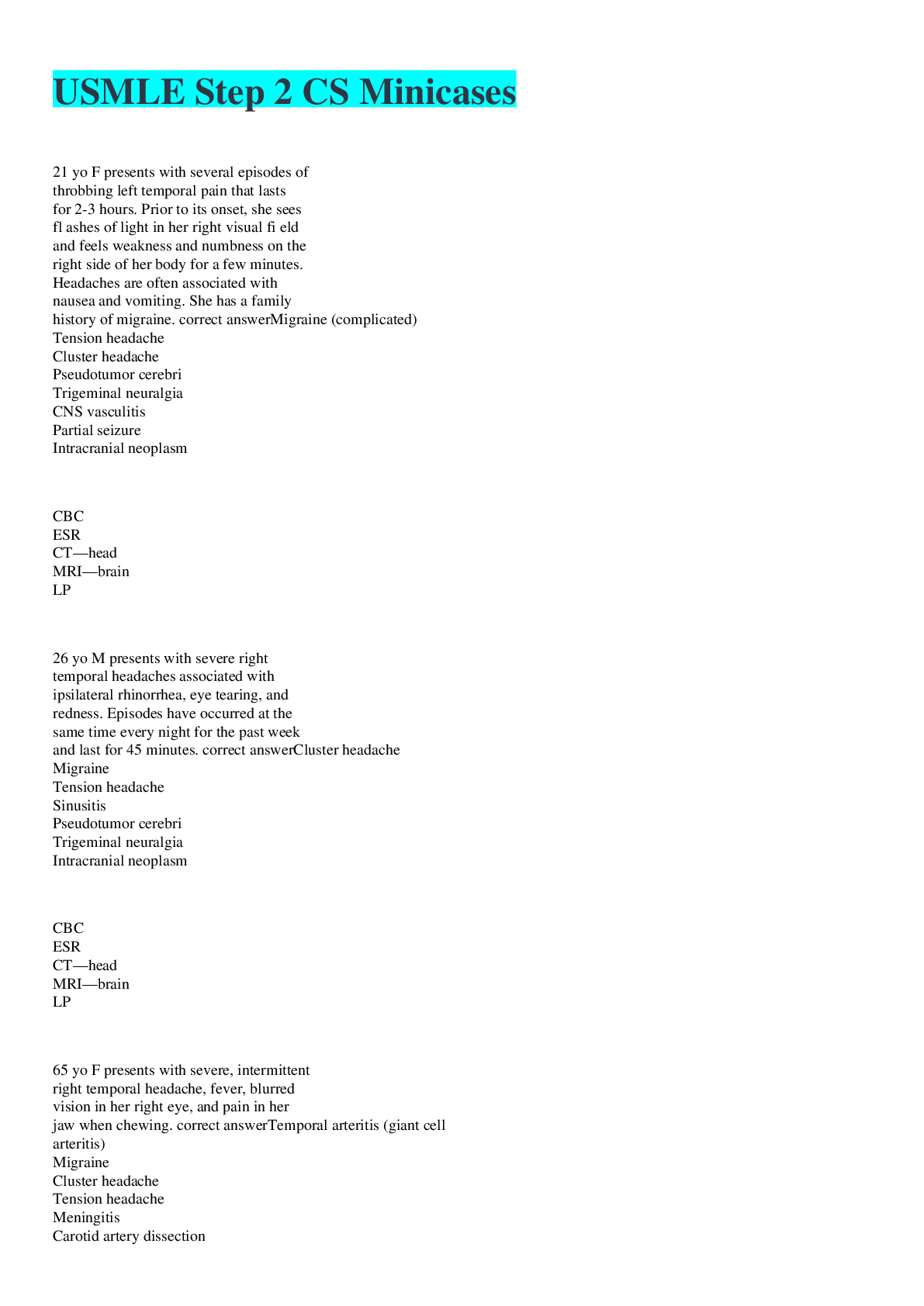 Preview image of USMLE Step 2 CS Minicases 2022/2023 document